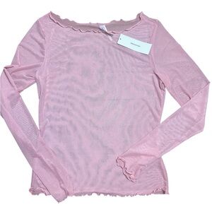 Sheer Pink Long Sleeve Mesh Top